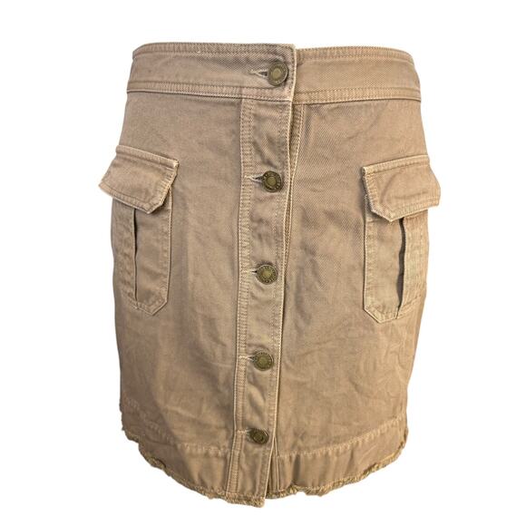 Nili Lotan Womens Sahara Bown Remy Mini Safari Skirt Raw Hem Buttons sz 6 - Picture 1 of 7